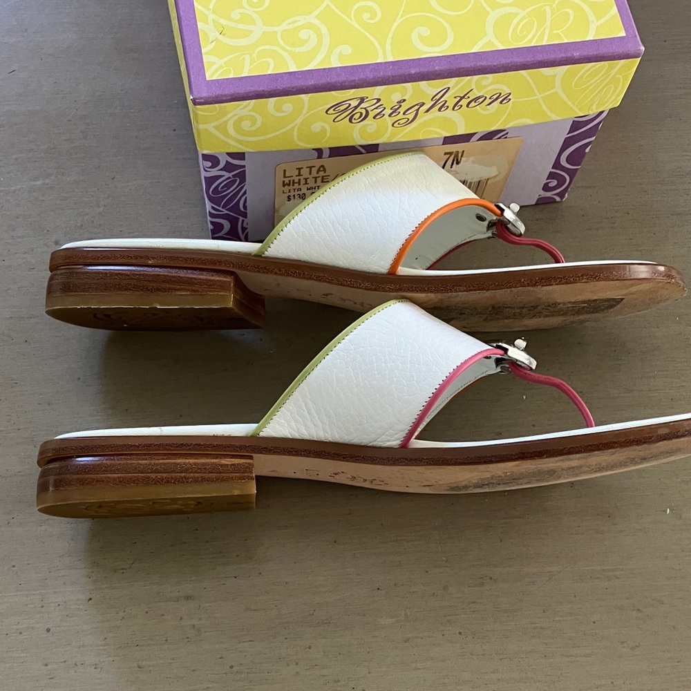 Brighton Women's Lita White/ Pink /Green Sandals Size 7N - Picture 9 of 10